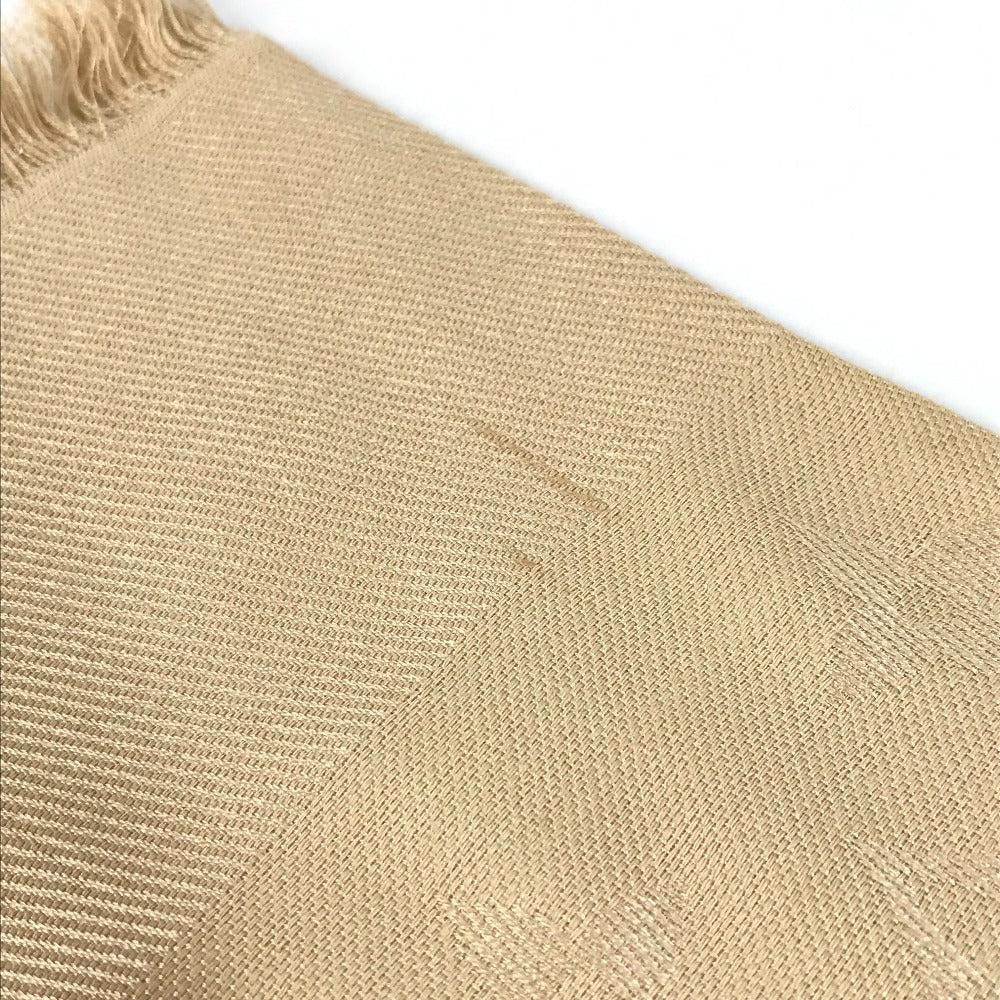 LOUIS VUITTON Monogram Large Apparel Accessory Stole Fringe Muffler Shawl Wool Unisex Beige