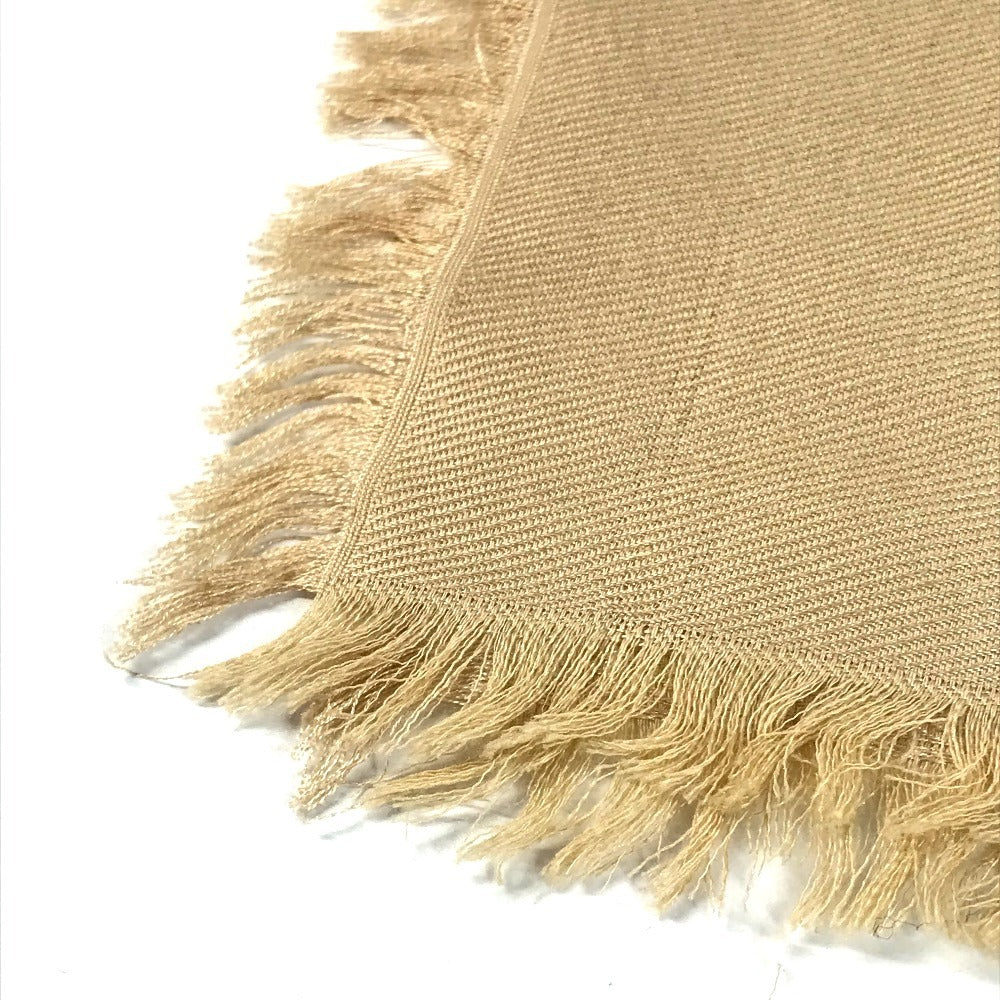 LOUIS VUITTON Monogram Large Apparel Accessory Stole Fringe Muffler Shawl Wool Unisex Beige