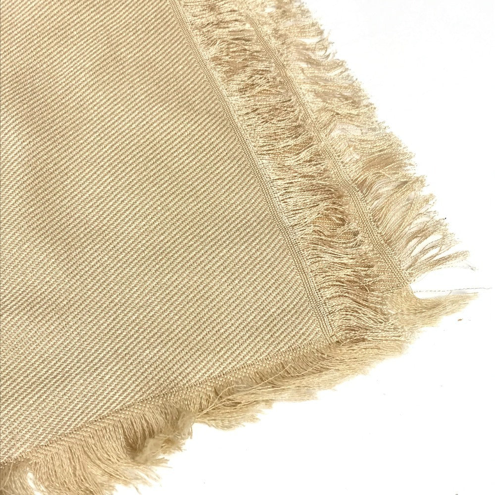 LOUIS VUITTON Monogram Large Apparel Accessory Stole Fringe Muffler Shawl Wool Unisex Beige