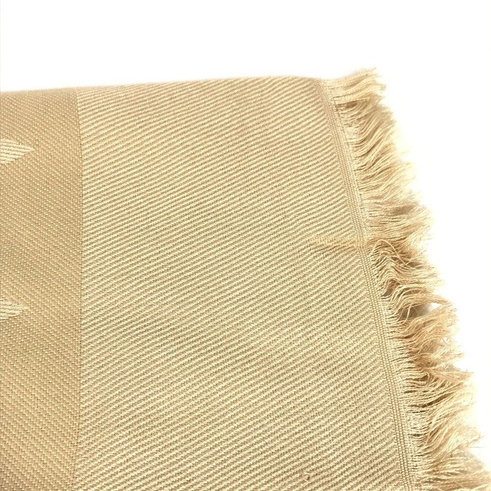 LOUIS VUITTON Monogram Large Apparel Accessory Stole Fringe Muffler Shawl Wool Unisex Beige