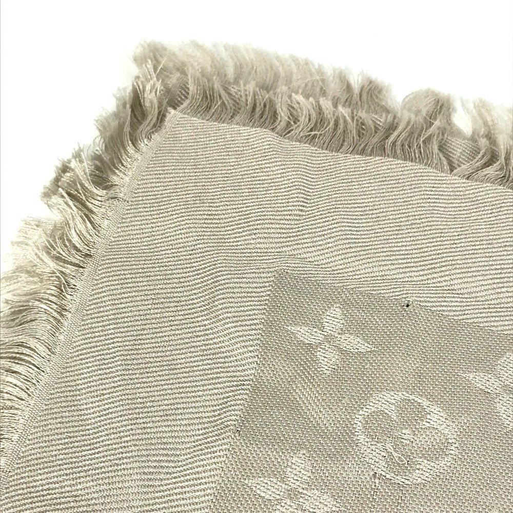 LOUIS VUITTON M71336 Monogram Shawl Monogram Large Apparel Accessory Stole Fringe Muffler Shawl Wool Unisex Beige