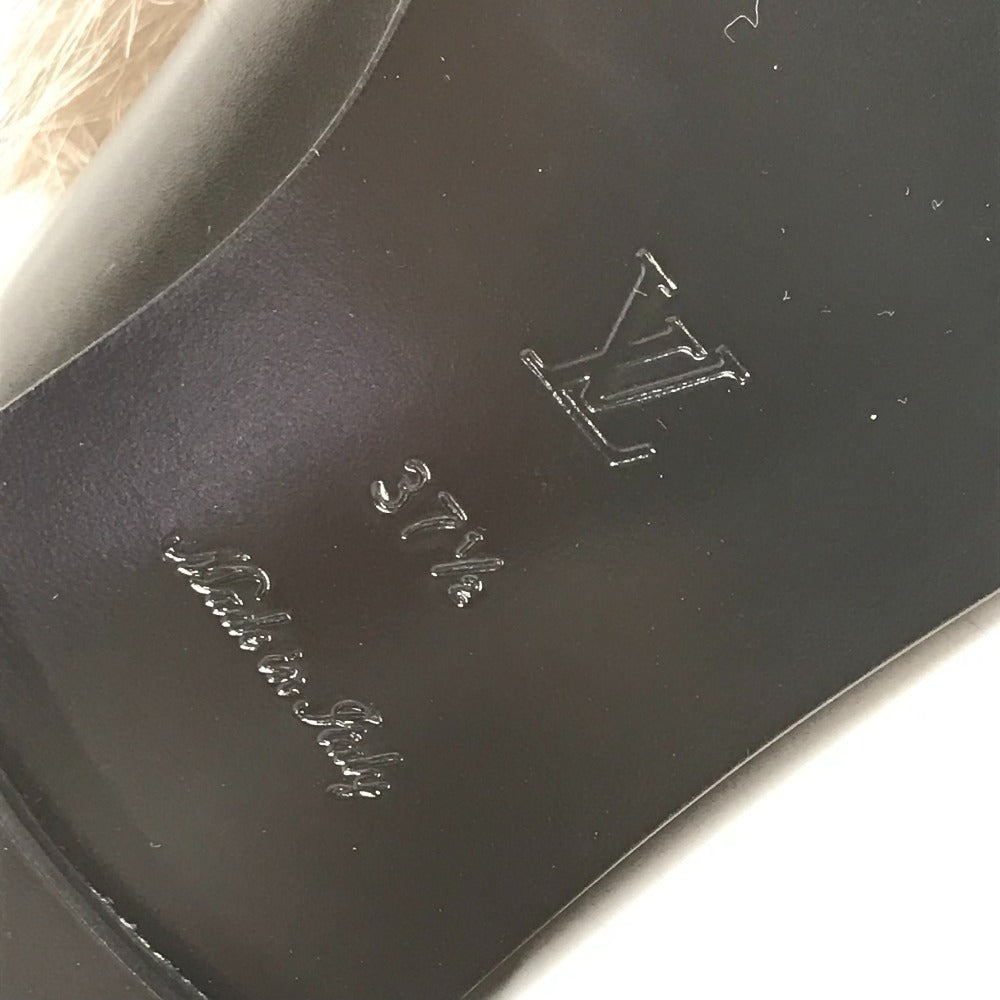 LOUIS VUITTON 革靴 レザーシューズ ファー 靴 シューズ フラット ぺたんこ ペタンコ ローファー レザー レディース ブラック