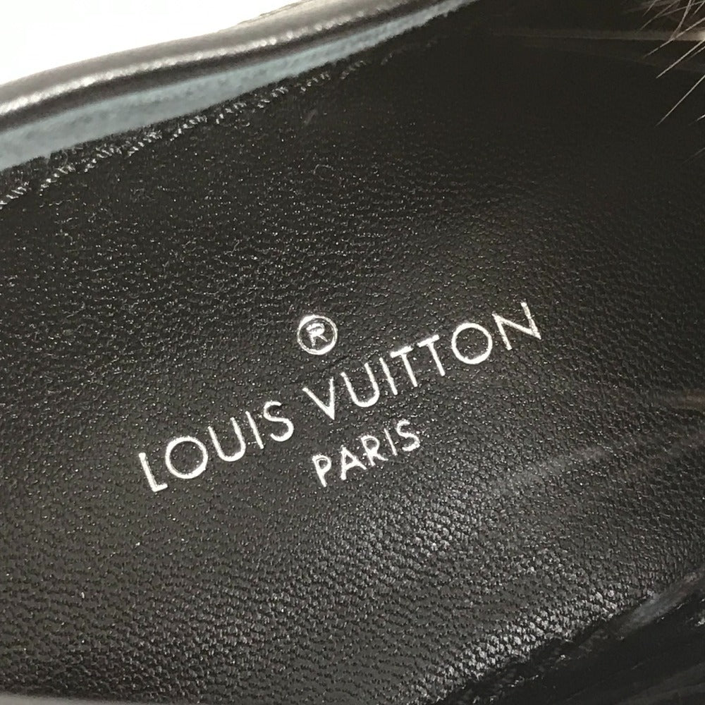 LOUIS VUITTON 革靴 レザーシューズ ファー 靴 シューズ フラット ぺたんこ ペタンコ ローファー レザー レディース ブラック