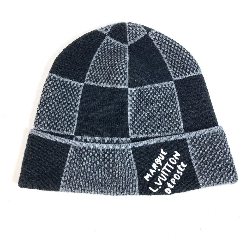LOUIS VUITTON M92737 Beanie Damier Heritage Beanie Hat Knit Hat Knit Cap Knit Beanie Wool Unisex Black