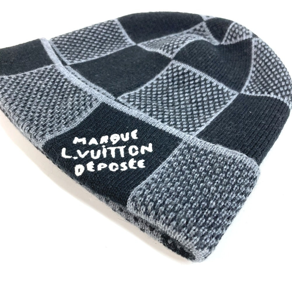 LOUIS VUITTON M92737 Beanie Damier Heritage Beanie Hat Knit Hat Knit Cap Knit Beanie Wool Unisex Black
