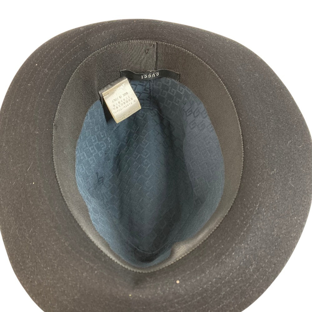 GUCCI Logo Hat Cap Bucket Hat Bob Hat Hat Cotton Men's Black