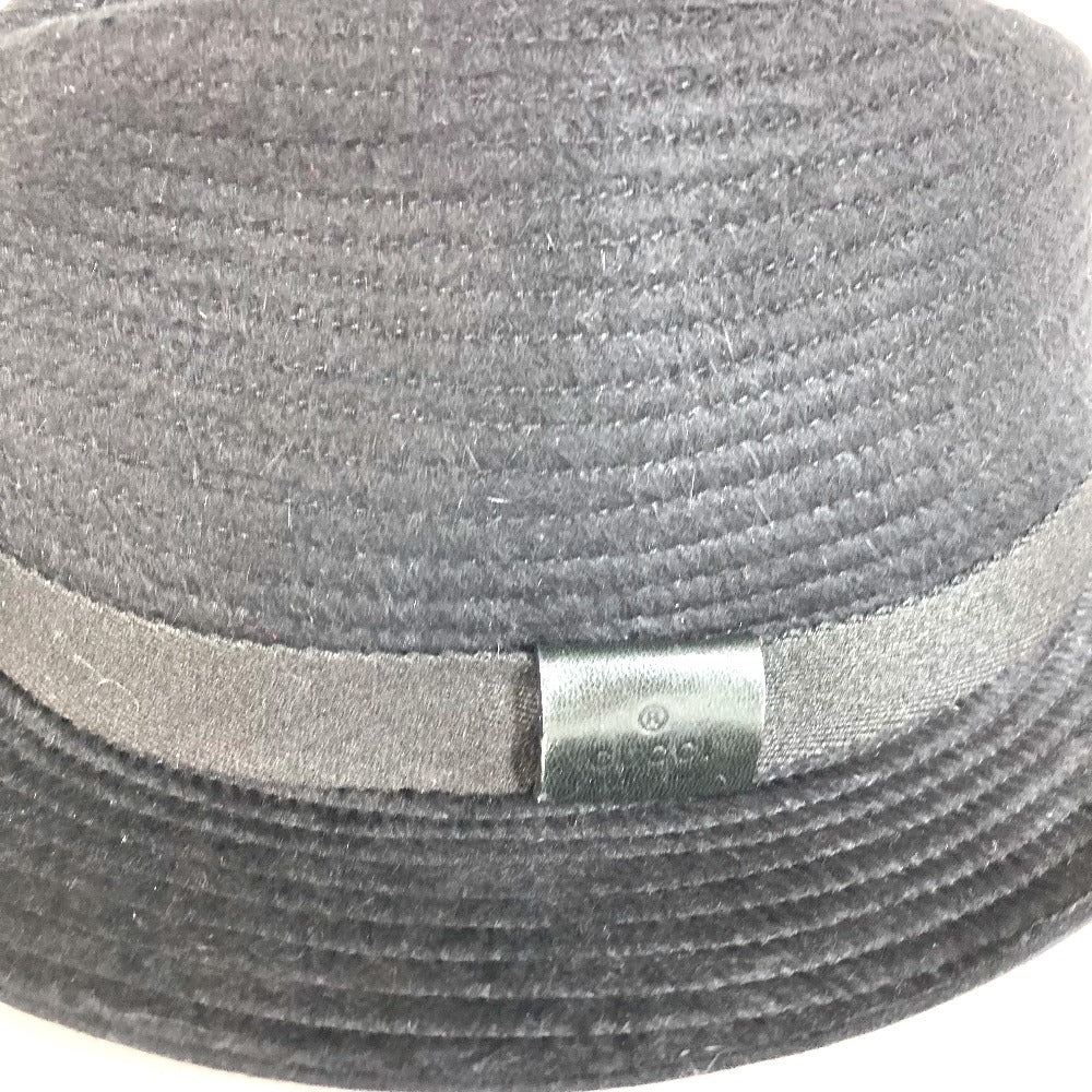 GUCCI Logo Hat Cap Bucket Hat Bob Hat Hat Cotton Men's Black