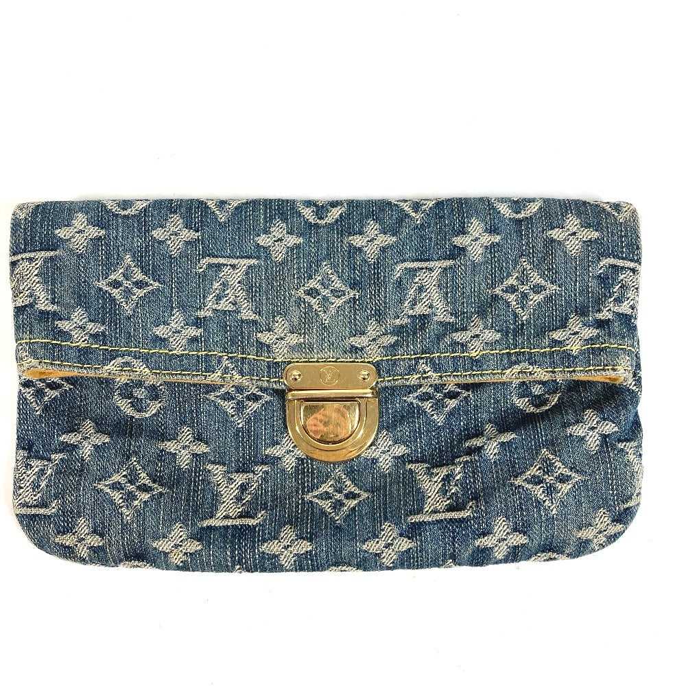 LOUIS VUITTON M95007 Monogram Denim Pochette Plat Pouch Clutch Bag Monogram Denim Unisex Blue