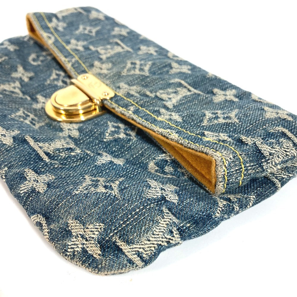 LOUIS VUITTON M95007 Monogram Denim Pochette Plat Pouch Clutch Bag Monogram Denim Unisex Blue