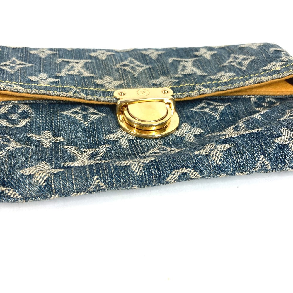 LOUIS VUITTON M95007 Monogram Denim Pochette Plat Pouch Clutch Bag Monogram Denim Unisex Blue