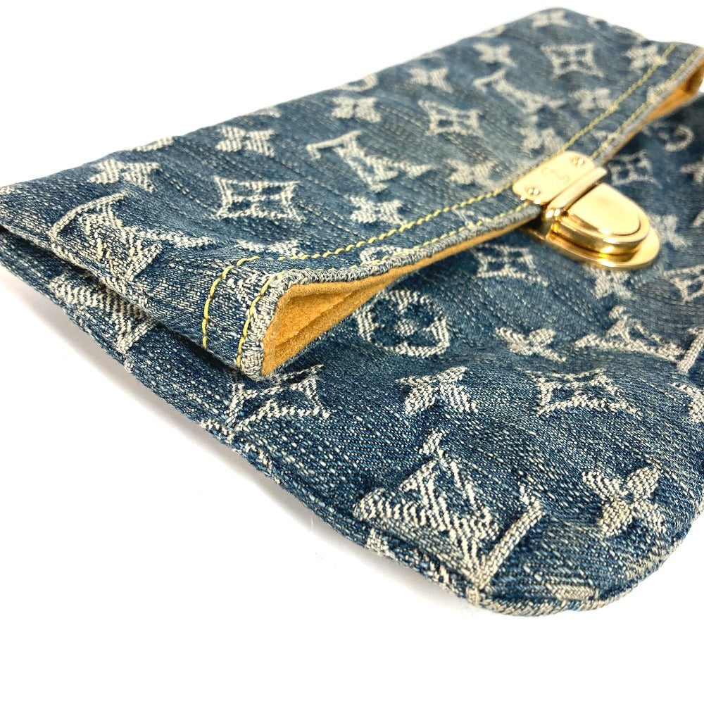 LOUIS VUITTON M95007 Monogram Denim Pochette Plat Pouch Clutch Bag Monogram Denim Unisex Blue