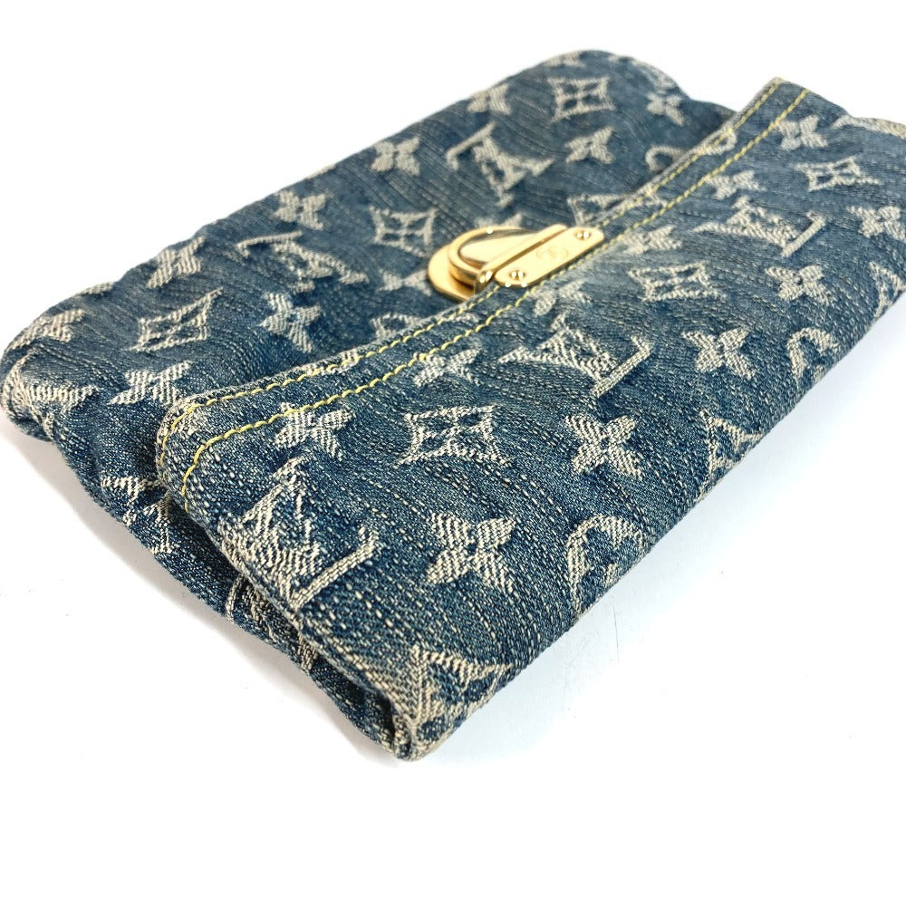 LOUIS VUITTON M95007 Monogram Denim Pochette Plat Pouch Clutch Bag Monogram Denim Unisex Blue