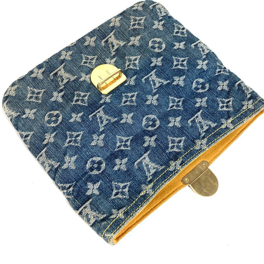 LOUIS VUITTON M95007 Monogram Denim Pochette Plat Pouch Clutch Bag Monogram Denim Unisex Blue