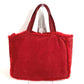 CHANEL Vintage Logo Fur Bag Shoulder Tote Bag Shoulder Bag Fur Women's Red
