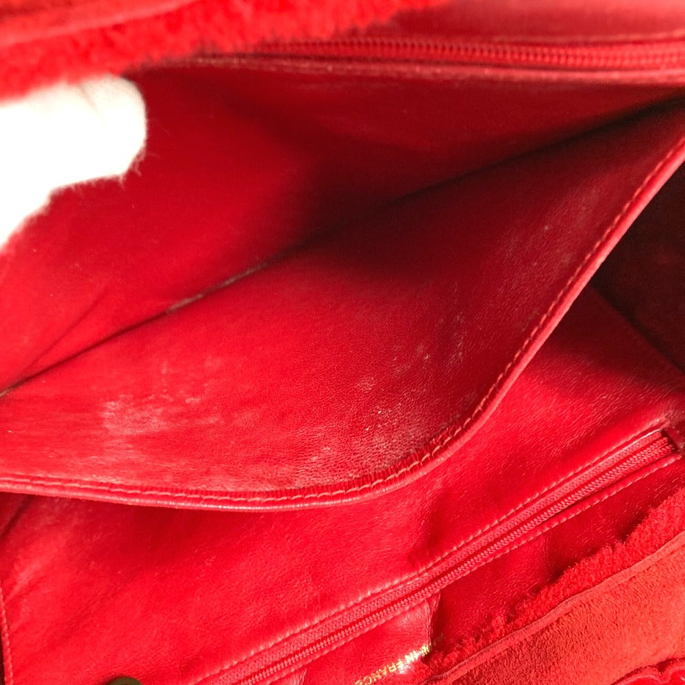 CHANEL Vintage Logo Fur Bag Shoulder Tote Bag Shoulder Bag Fur Women's Red
