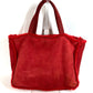 CHANEL Vintage Logo Fur Bag Shoulder Tote Bag Shoulder Bag Fur Women's Red