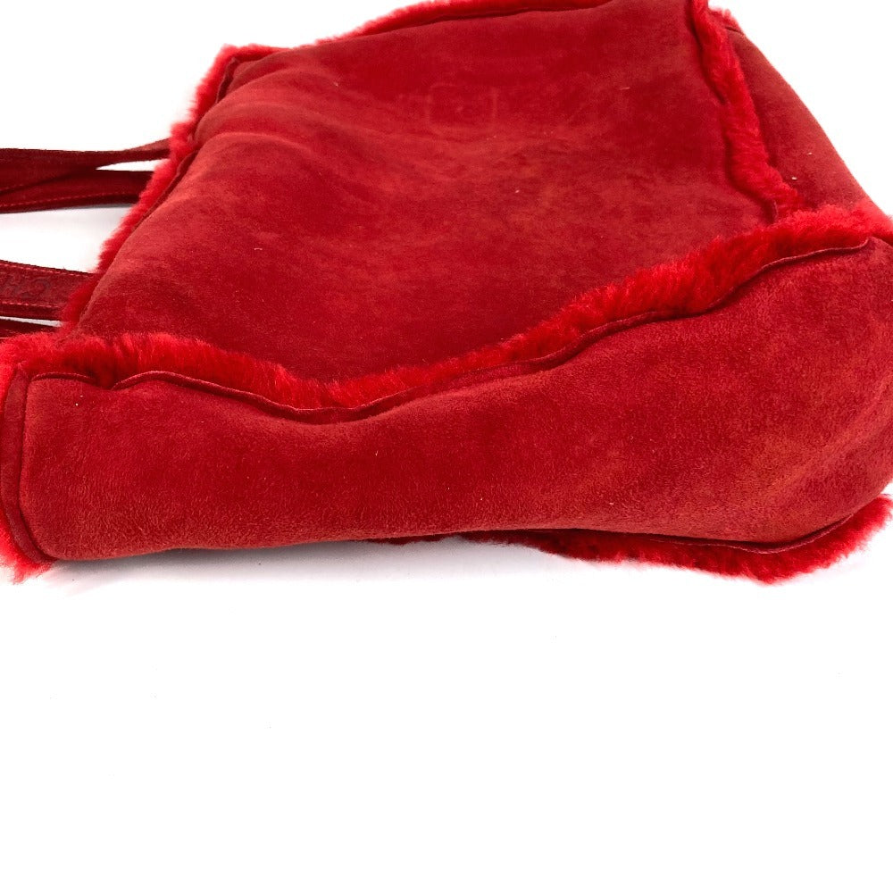 CHANEL Vintage Logo Fur Bag Shoulder Tote Bag Shoulder Bag Fur Women's Red