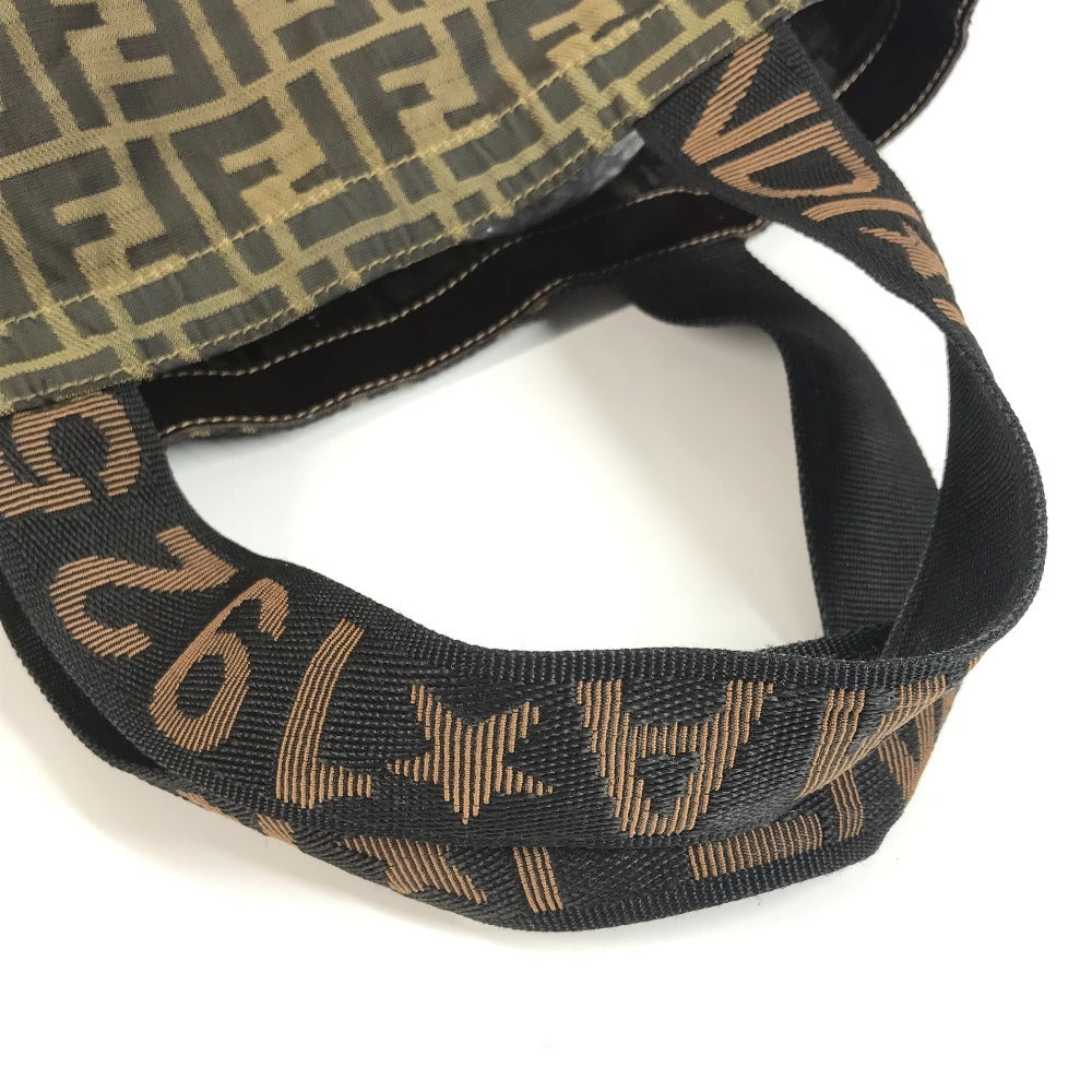 FENDI ヴィンテージ ズッカ ロゴ 折り畳み エコバッグ カバン バッグ 肩掛け トートバッグ ハンドバッグ ショルダーバッグ キャンバス ユニセックス ブラウン
