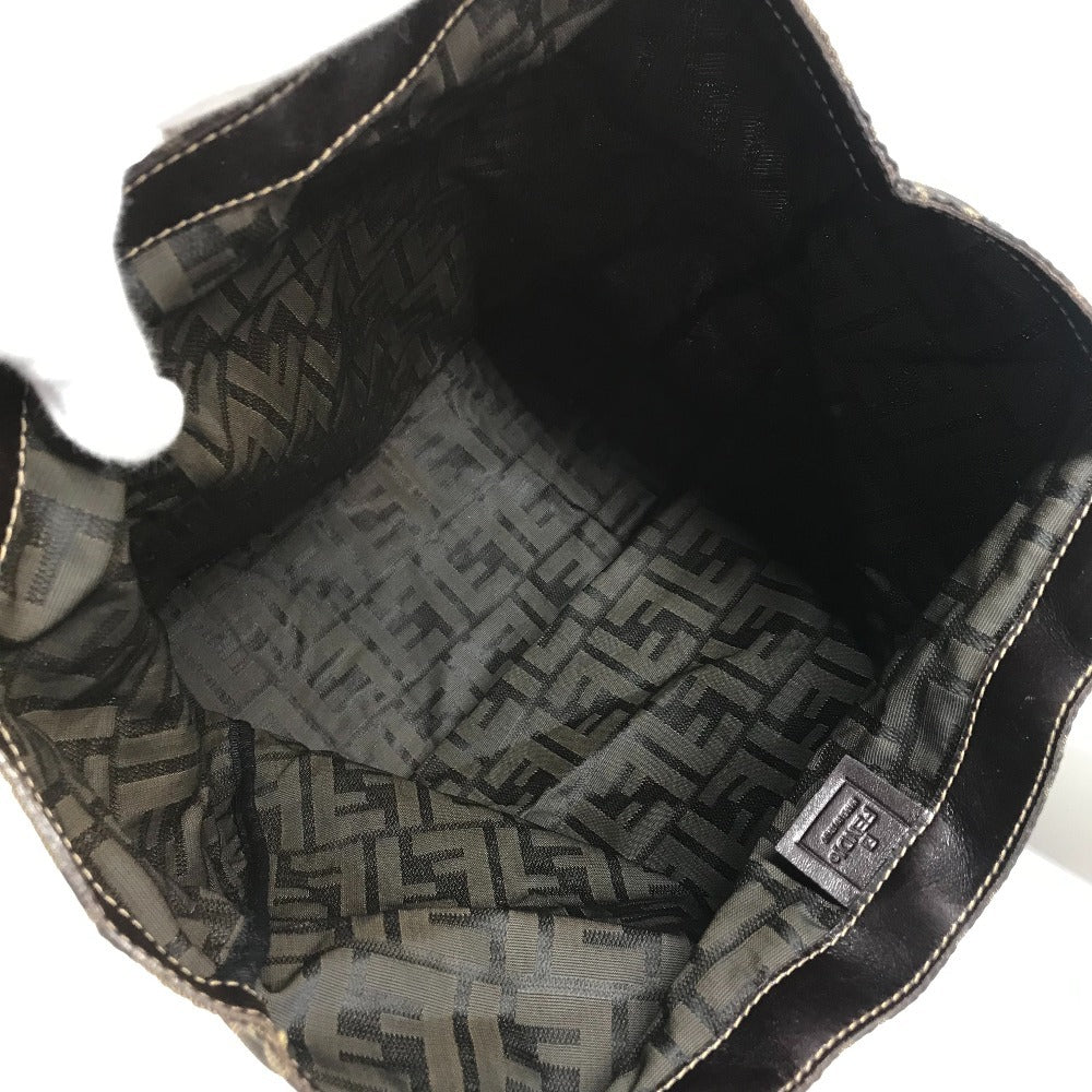 FENDI ヴィンテージ ズッカ ロゴ 折り畳み エコバッグ カバン バッグ 肩掛け トートバッグ ハンドバッグ ショルダーバッグ キャンバス ユニセックス ブラウン