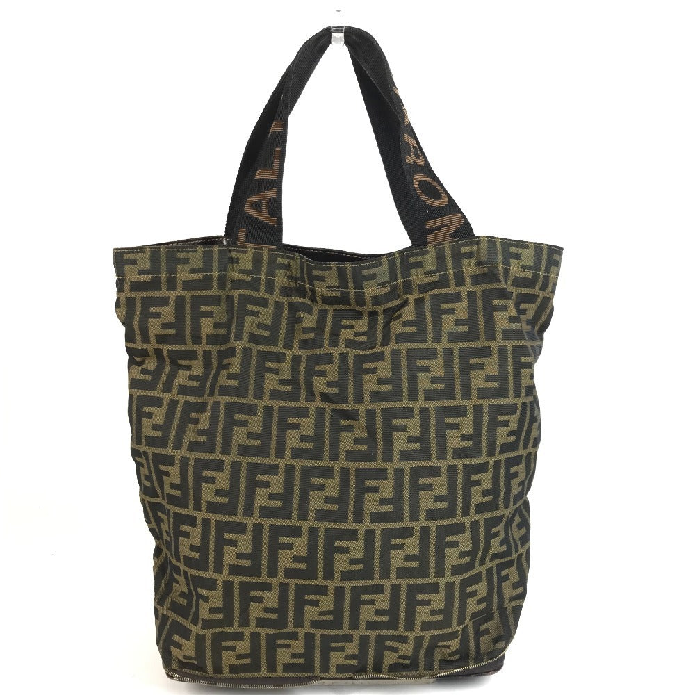 FENDI ヴィンテージ ズッカ ロゴ 折り畳み エコバッグ カバン バッグ 肩掛け トートバッグ ハンドバッグ ショルダーバッグ キャンバス ユニセックス ブラウン