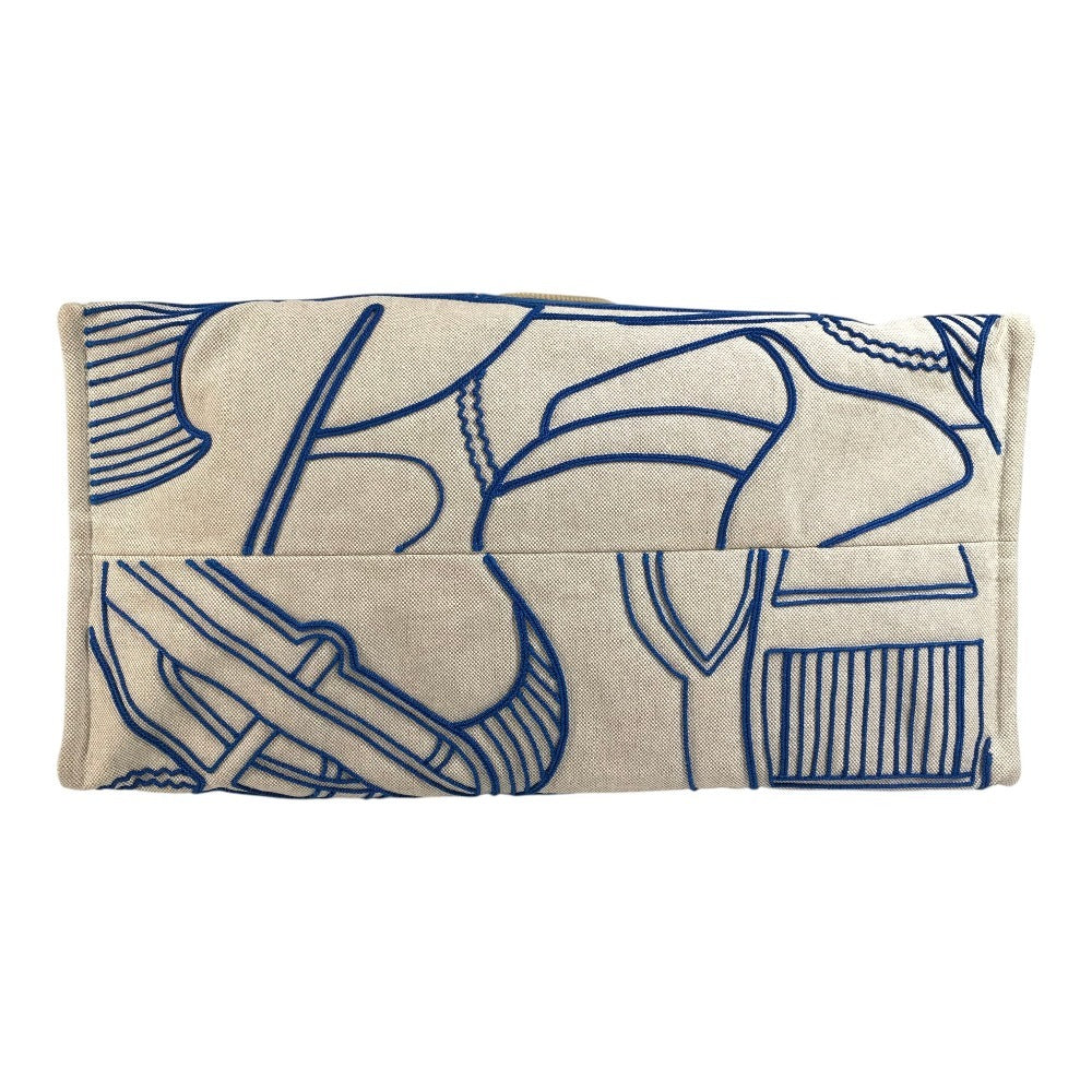 HERMES Beach Bag Talassa Bag Logo Handbag Shoulder Bag Boston Bag Tote Bag Shoulder Bag Cotton Unisex Beige