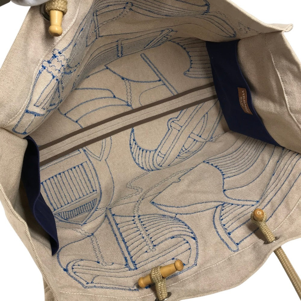 HERMES Beach Bag Talassa Bag Logo Handbag Shoulder Bag Boston Bag Tote Bag Shoulder Bag Cotton Unisex Beige