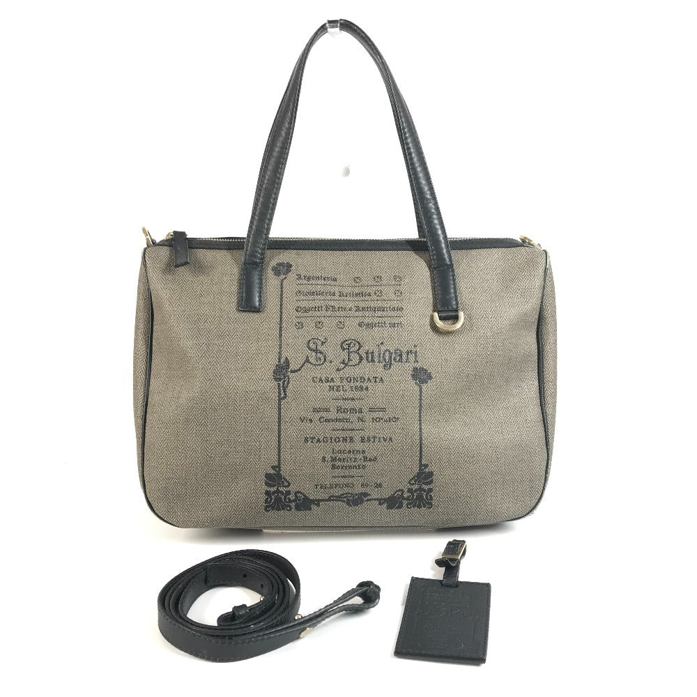 BVLGARI Collezione S.Bulgari Logo Bag Crossbody 2-way Bag Tote Bag Shoulder Bag PVC/Leather Unisex Gray