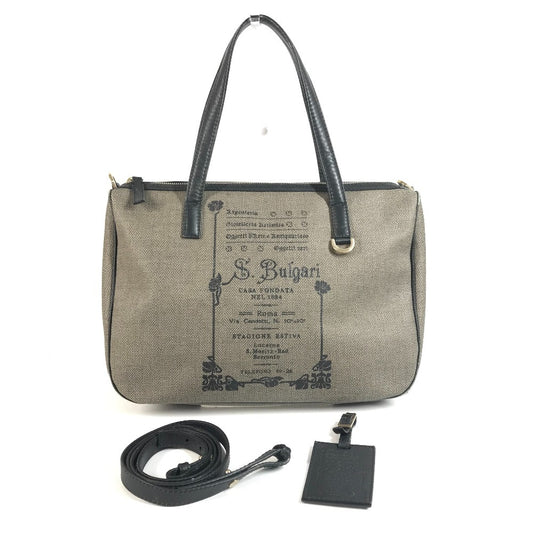 BVLGARI Collezione S.Bulgari Logo Bag Crossbody 2-way Bag Tote Bag Shoulder Bag PVC/Leather Unisex Gray