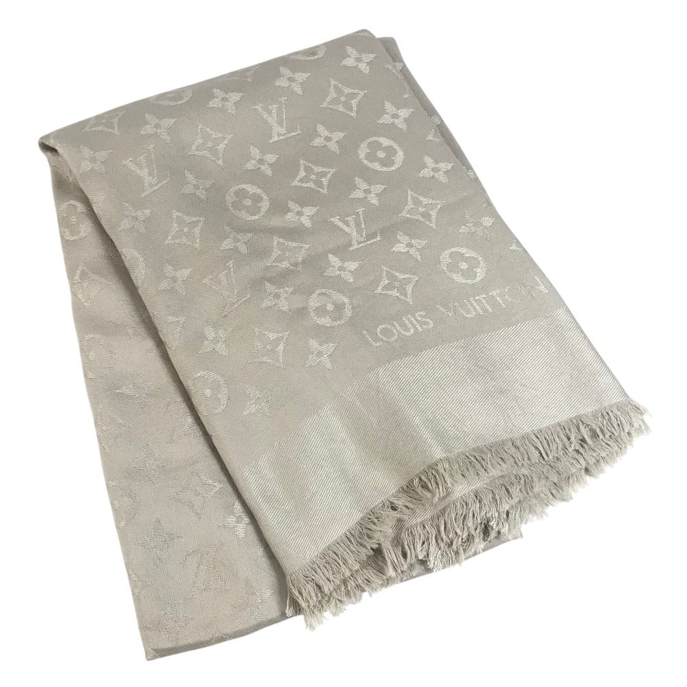 LOUIS VUITTON Monogram Shawl, Large Monogram, Apparel Accessory, Stole, Fringe Scarf, Shawl, Wool, Unisex, Beige