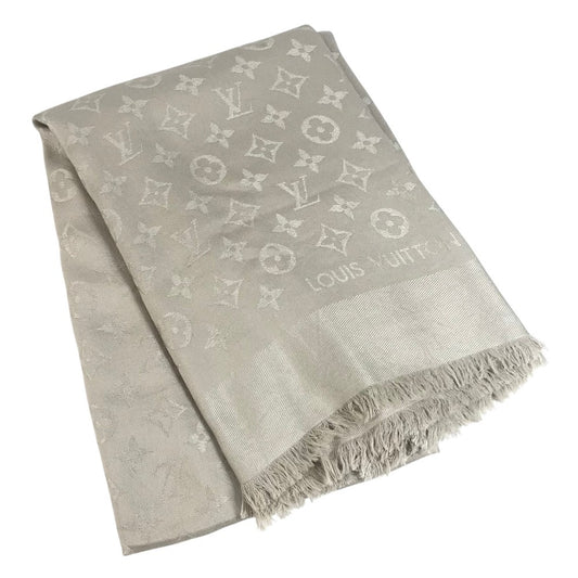 LOUIS VUITTON モノグラム ショール モノグラム 大判 アパレル小物 ストール フリンジ マフラー ショール ウール ユニセックス ベージュ