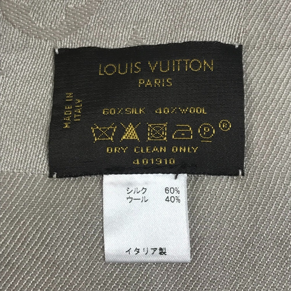 LOUIS VUITTON Monogram Shawl, Large Monogram, Apparel Accessory, Stole, Fringe Scarf, Shawl, Wool, Unisex, Beige