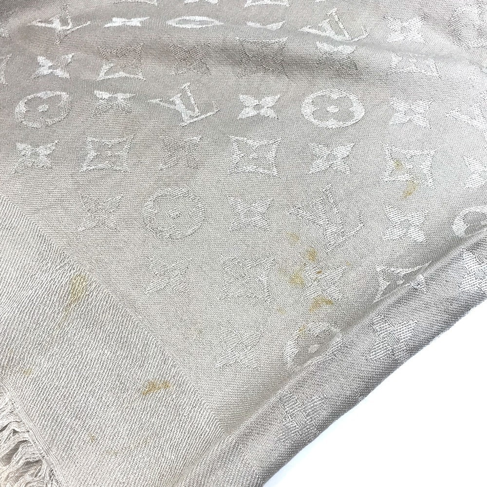 LOUIS VUITTON Monogram Shawl, Large Monogram, Apparel Accessory, Stole, Fringe Scarf, Shawl, Wool, Unisex, Beige