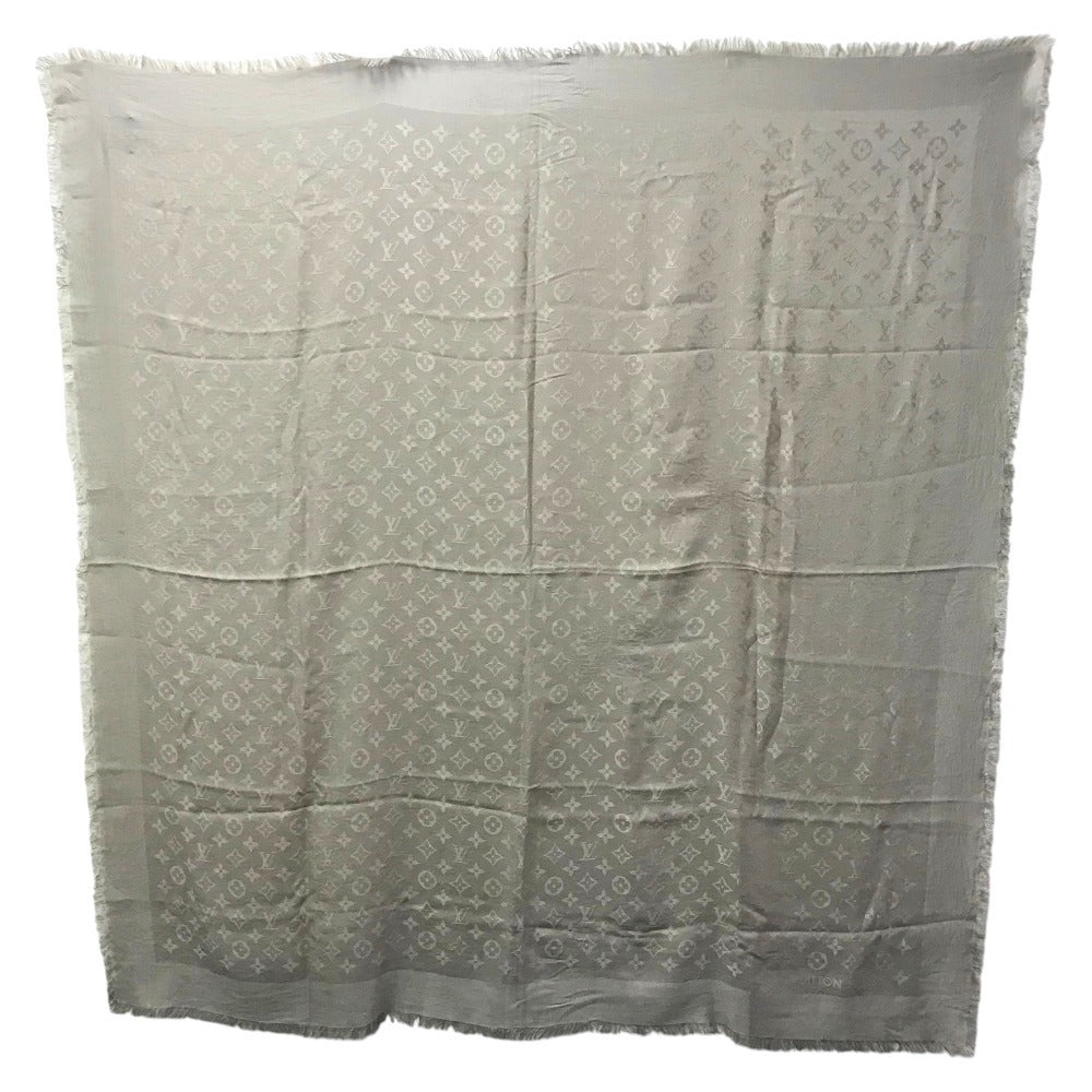 LOUIS VUITTON Monogram Shawl, Large Monogram, Apparel Accessory, Stole, Fringe Scarf, Shawl, Wool, Unisex, Beige