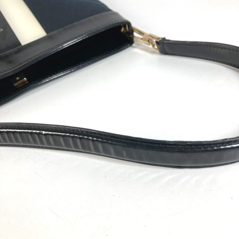 GUCCI 001 4231 Vintage Logo Stripe Bag Shoulder Tote Shoulder Bag Canvas Unisex Black