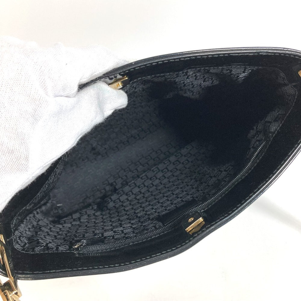 GUCCI 001 4231 Vintage Logo Stripe Bag Shoulder Tote Shoulder Bag Canvas Unisex Black