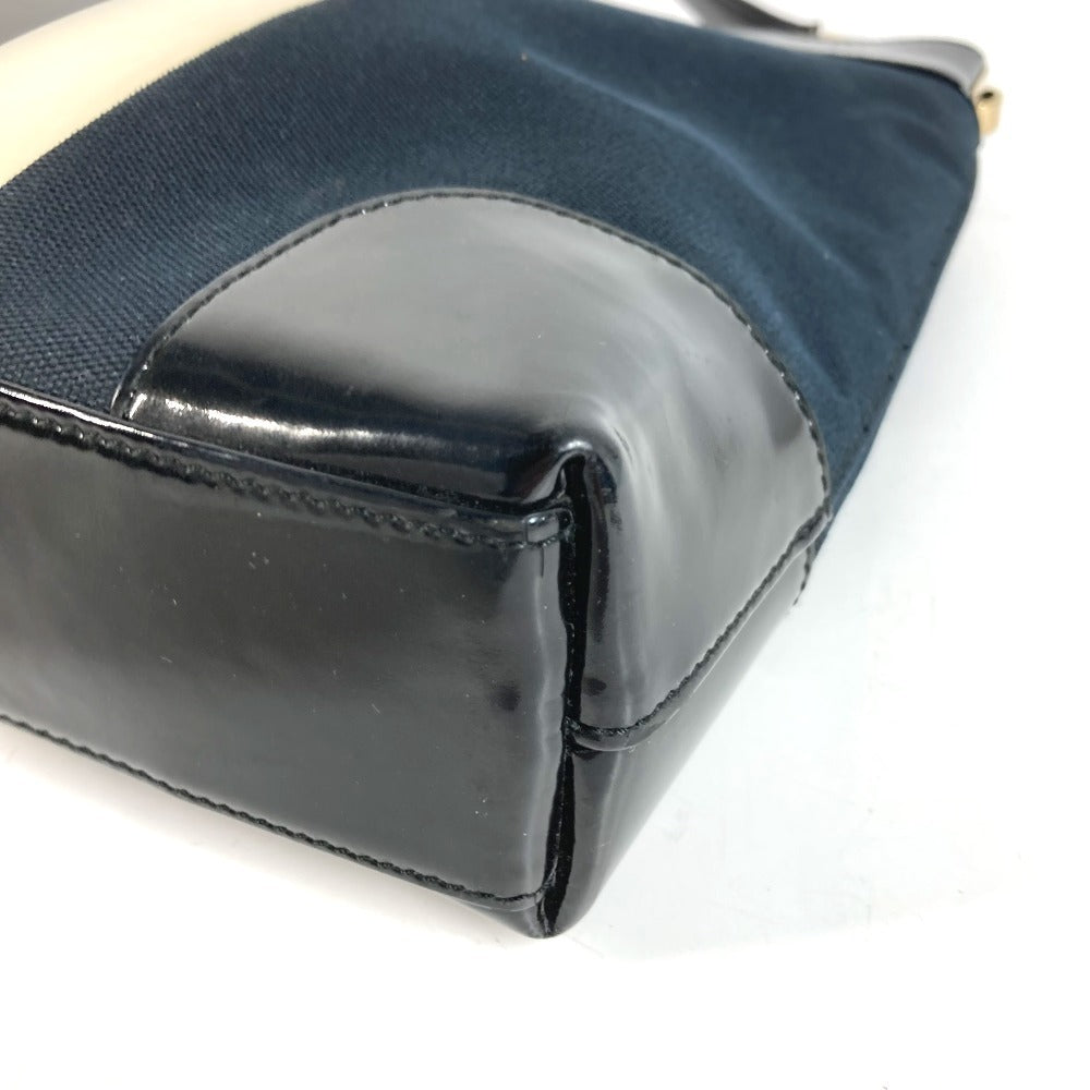 GUCCI 001 4231 Vintage Logo Stripe Bag Shoulder Tote Shoulder Bag Canvas Unisex Black