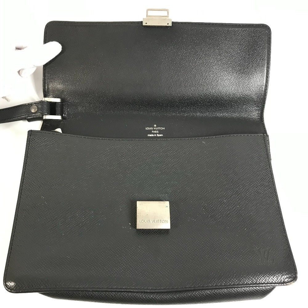 LOUIS VUITTON M30782 Taiga Selenga Bag, Strap, Flap Pouch, Clutch Bag, Second Bag, Taiga Leather, Men's, Ardoise, Black