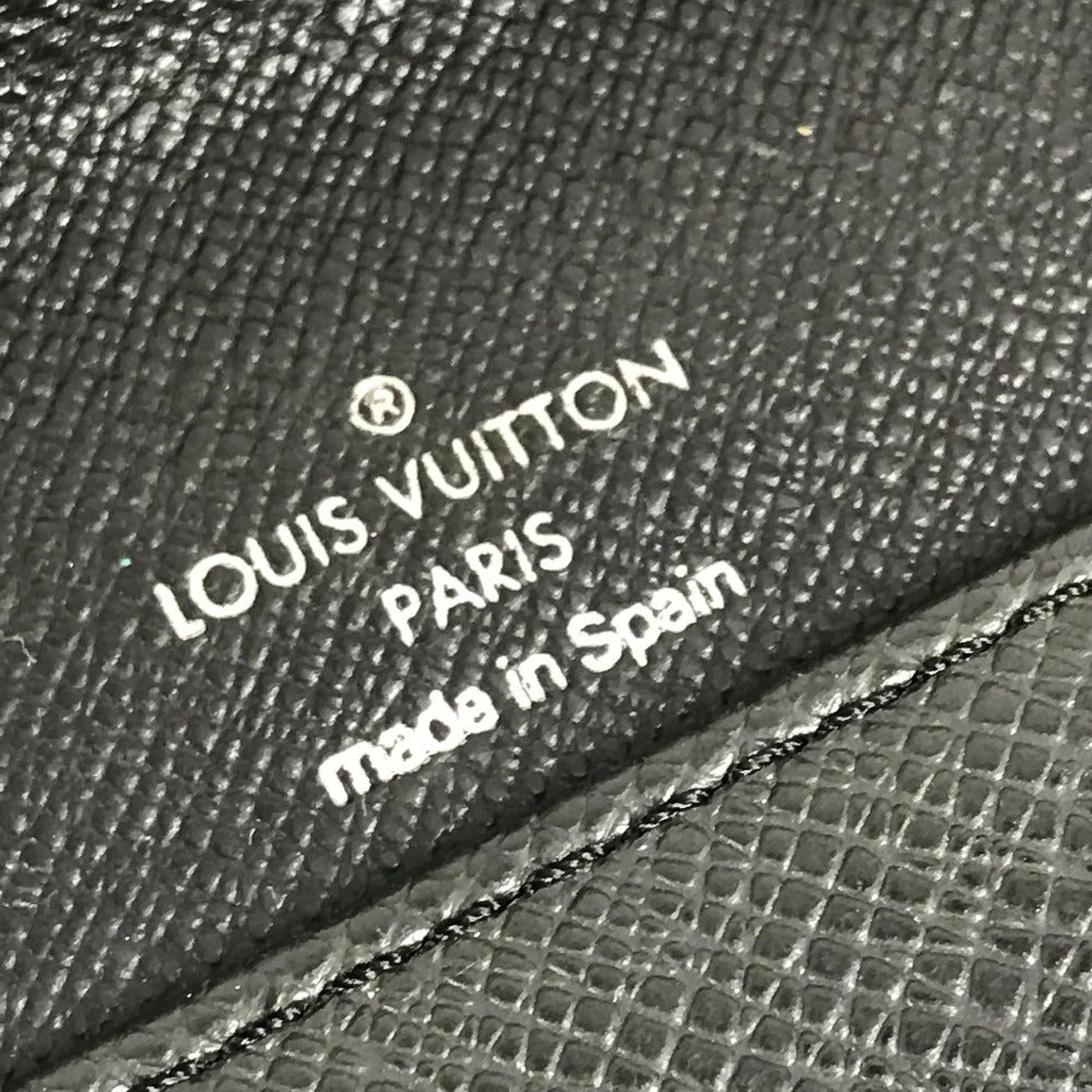 LOUIS VUITTON M30782 Taiga Selenga Bag, Strap, Flap Pouch, Clutch Bag, Second Bag, Taiga Leather, Men's, Ardoise, Black