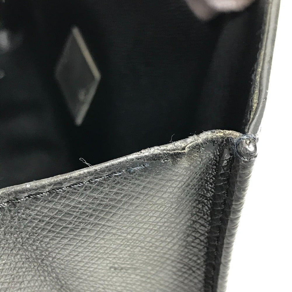 LOUIS VUITTON M30782 Taiga Selenga Bag, Strap, Flap Pouch, Clutch Bag, Second Bag, Taiga Leather, Men's, Ardoise, Black