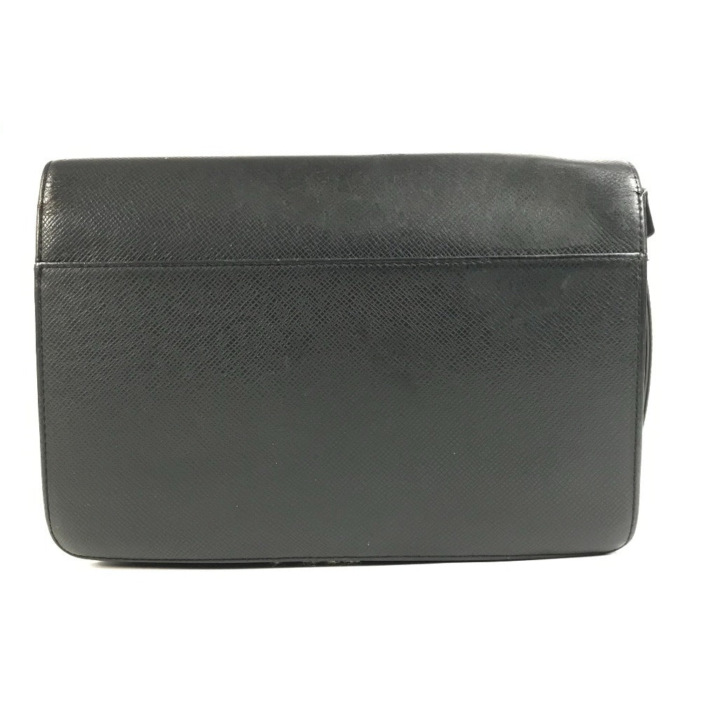 LOUIS VUITTON M30782 Taiga Selenga Bag, Strap, Flap Pouch, Clutch Bag, Second Bag, Taiga Leather, Men's, Ardoise, Black