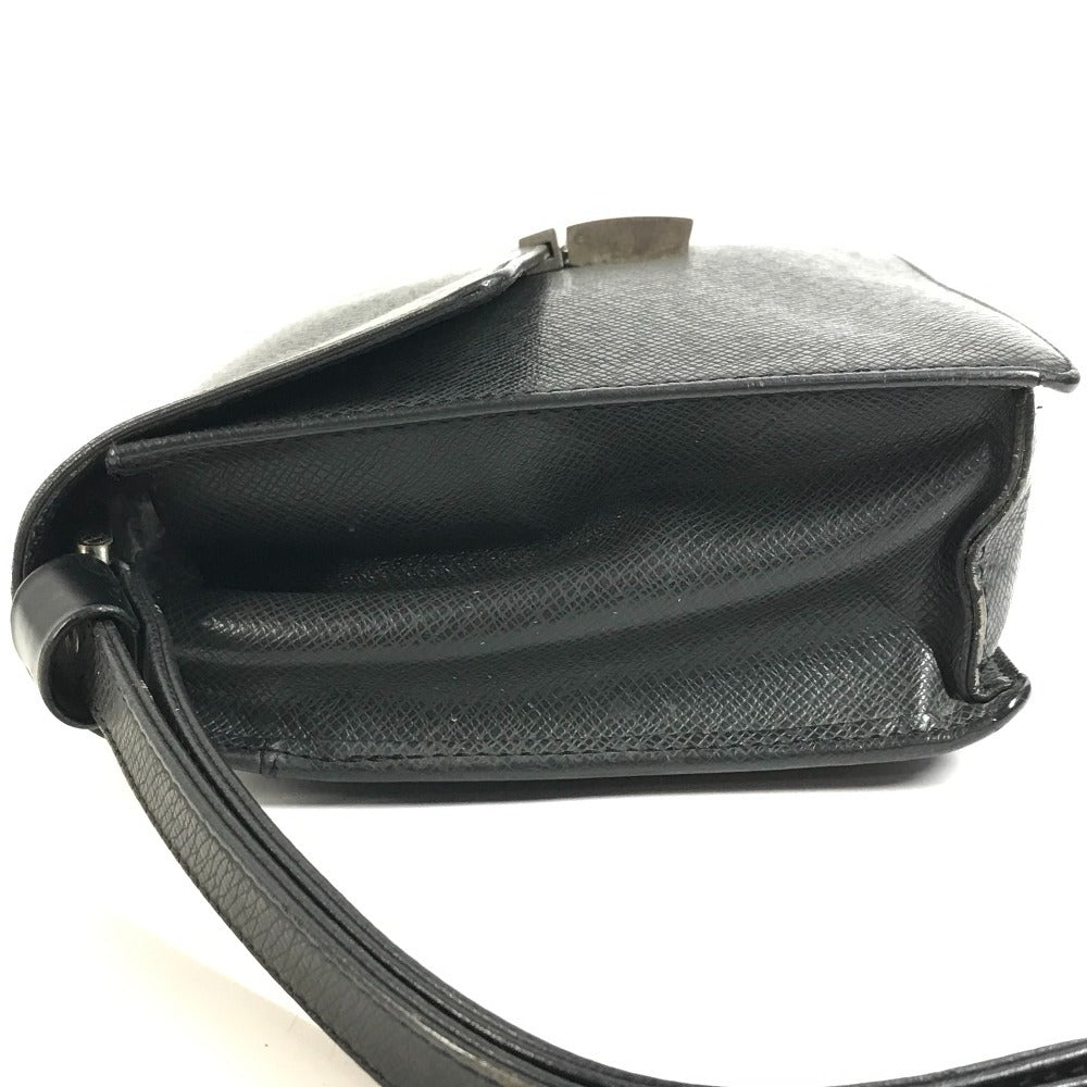 LOUIS VUITTON M30782 Taiga Selenga Bag, Strap, Flap Pouch, Clutch Bag, Second Bag, Taiga Leather, Men's, Ardoise, Black