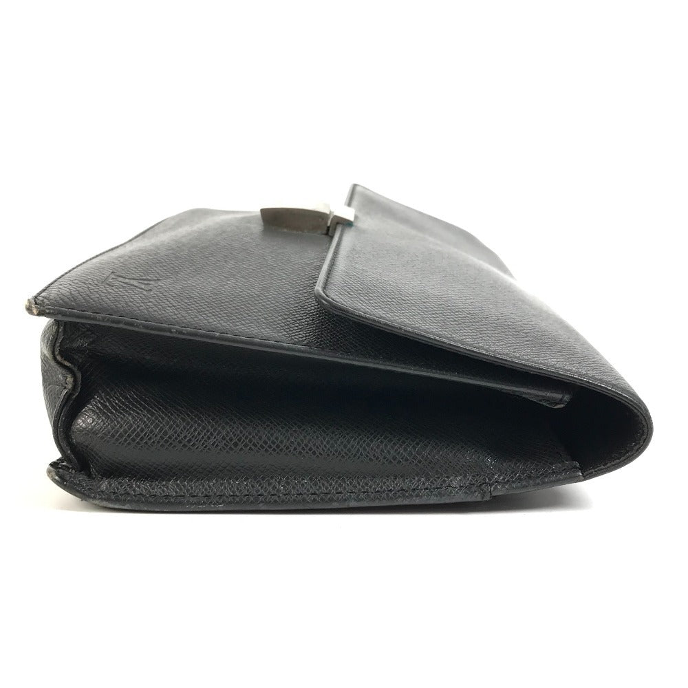 LOUIS VUITTON M30782 Taiga Selenga Bag, Strap, Flap Pouch, Clutch Bag, Second Bag, Taiga Leather, Men's, Ardoise, Black
