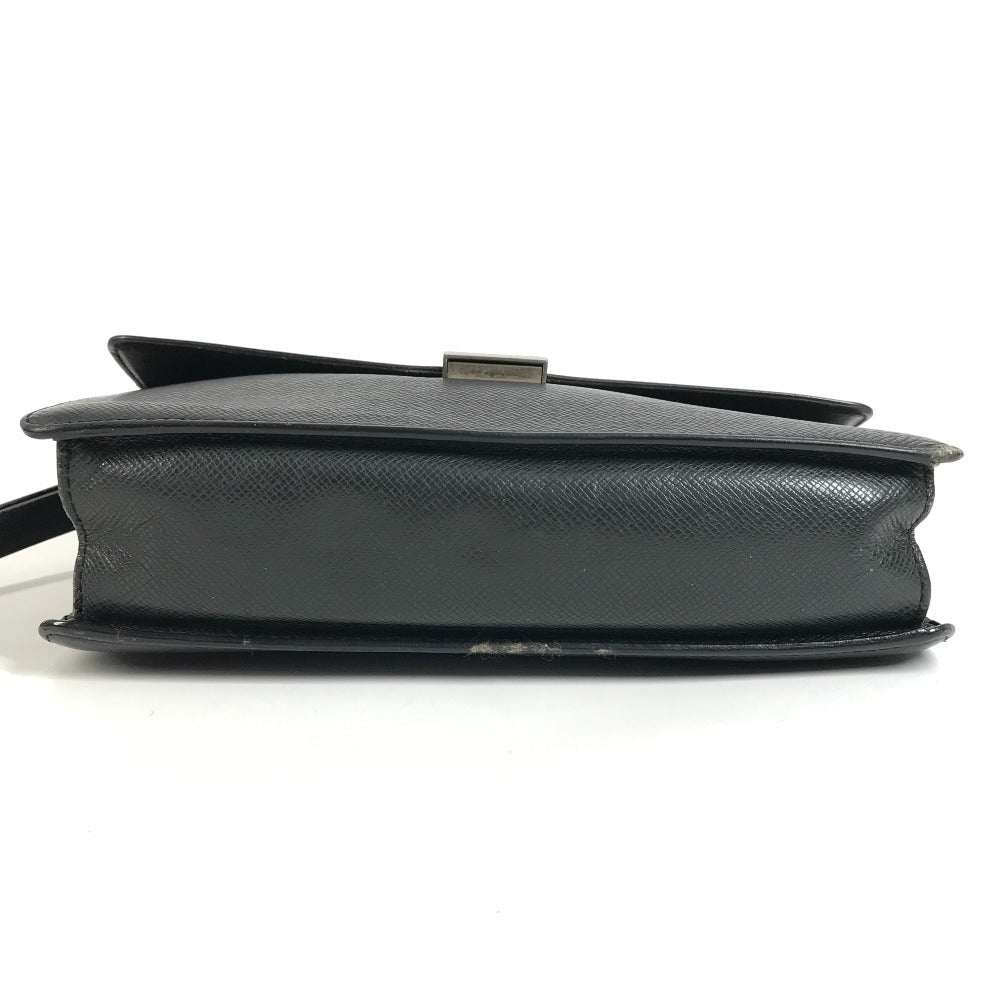 LOUIS VUITTON M30782 Taiga Selenga Bag, Strap, Flap Pouch, Clutch Bag, Second Bag, Taiga Leather, Men's, Ardoise, Black