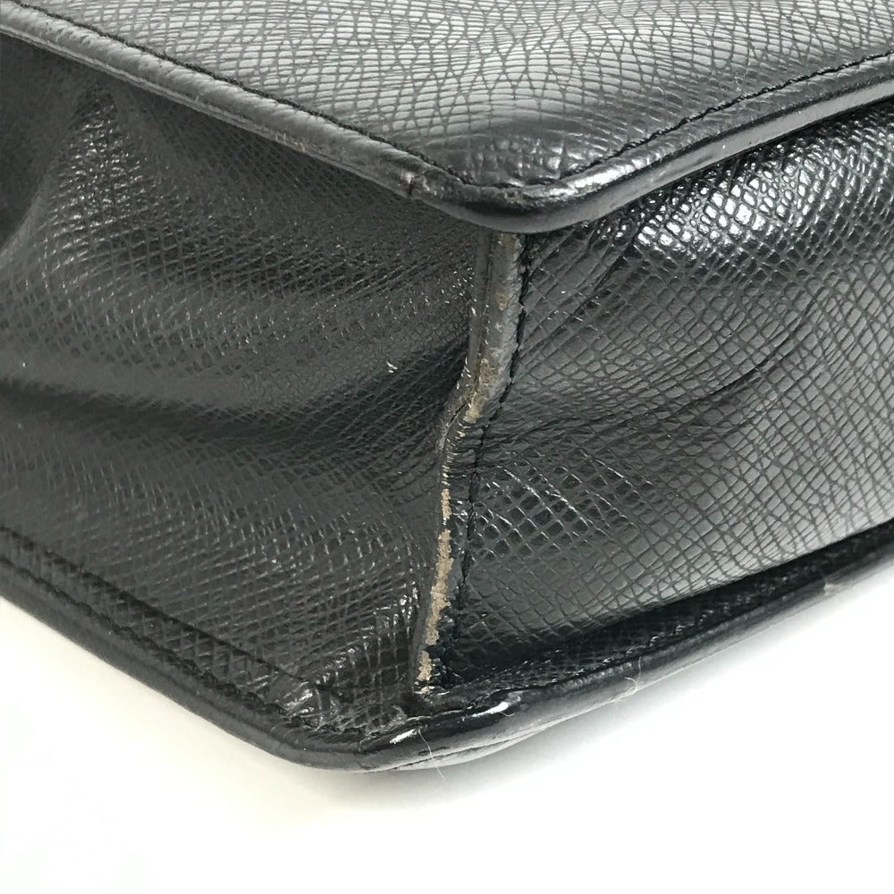 LOUIS VUITTON M30782 Taiga Selenga Bag, Strap, Flap Pouch, Clutch Bag, Second Bag, Taiga Leather, Men's, Ardoise, Black