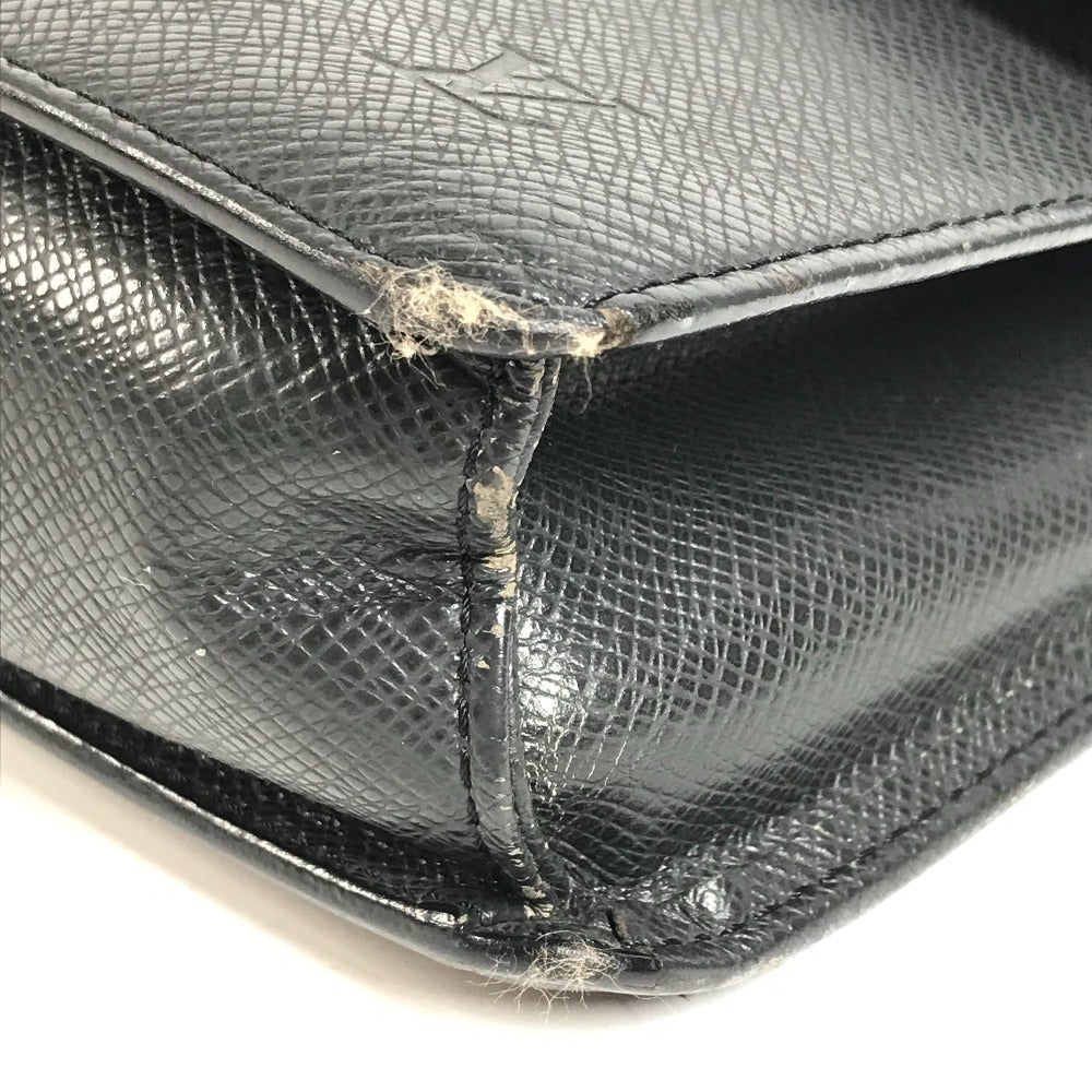 LOUIS VUITTON M30782 Taiga Selenga Bag, Strap, Flap Pouch, Clutch Bag, Second Bag, Taiga Leather, Men's, Ardoise, Black