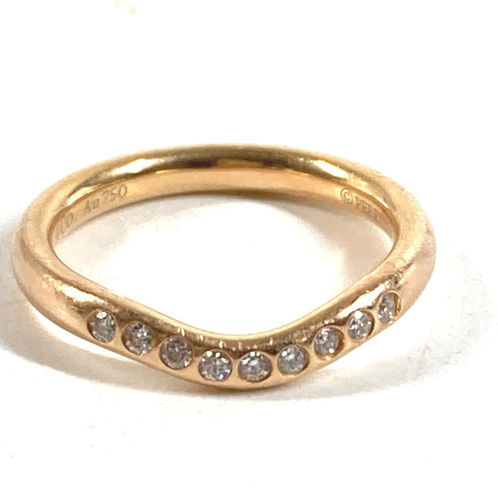 TIFFANY&Co. K18 18K WG Curved Band Ring 9P Accessories Jewelry Diamond Diamond Ring Au750 Ladies Pink Gold