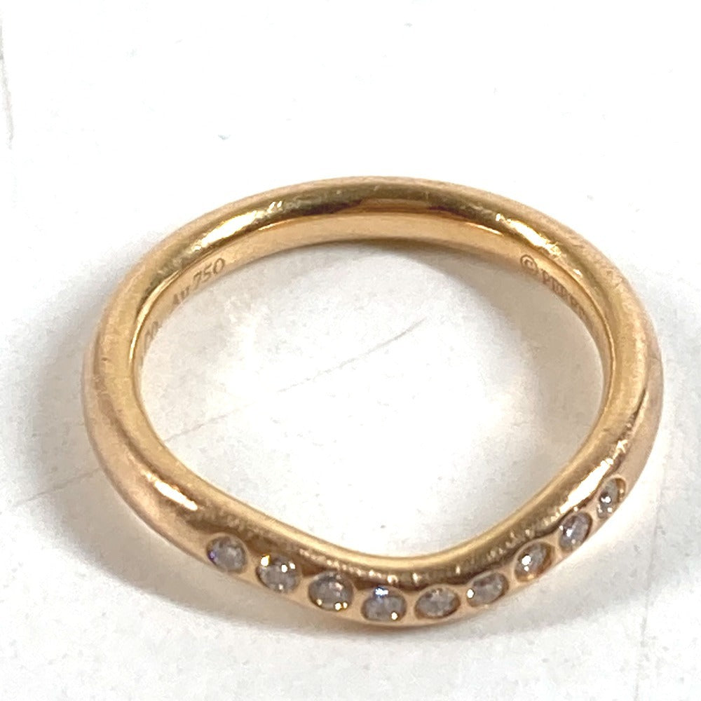 TIFFANY&Co. K18 18K WG Curved Band Ring 9P Accessories Jewelry Diamond Diamond Ring Au750 Ladies Pink Gold