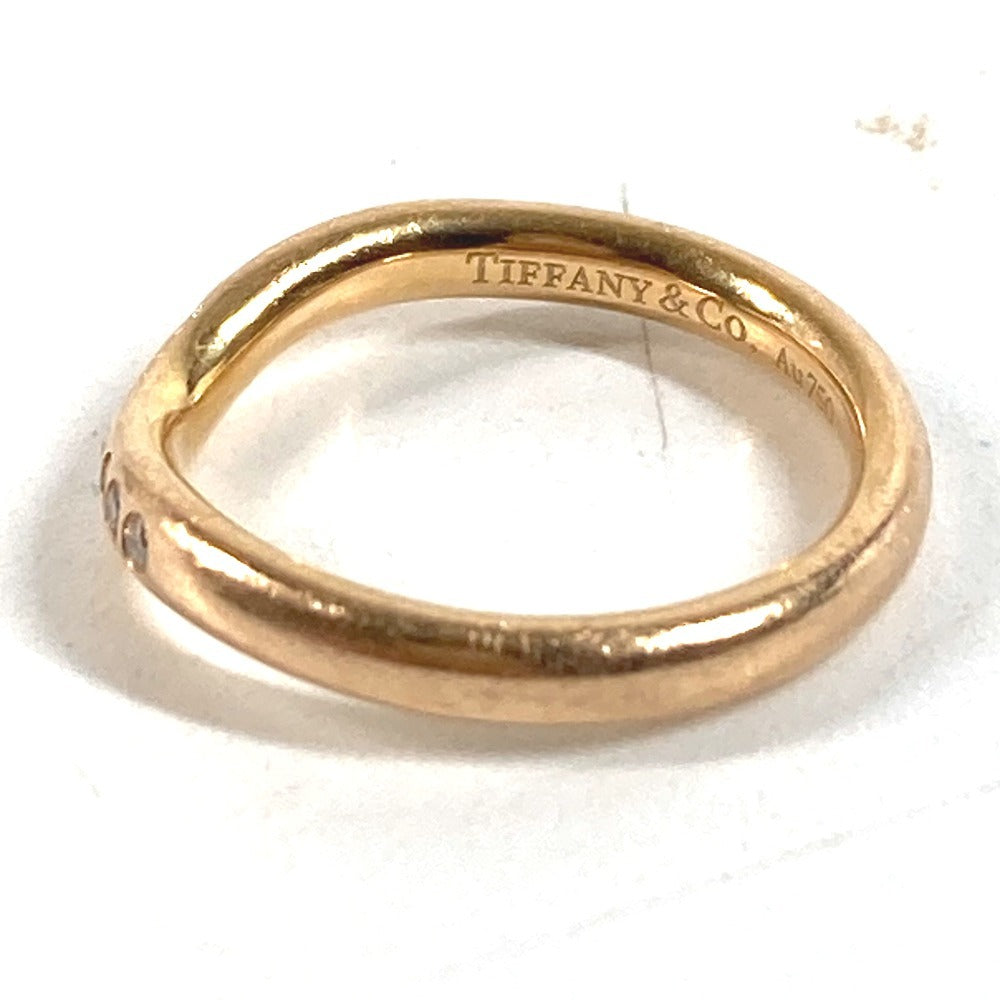 TIFFANY&Co. K18 18K WG Curved Band Ring 9P Accessories Jewelry Diamond Diamond Ring Au750 Ladies Pink Gold