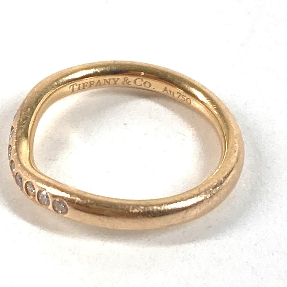 TIFFANY&Co. K18 18K WG Curved Band Ring 9P Accessories Jewelry Diamond Diamond Ring Au750 Ladies Pink Gold