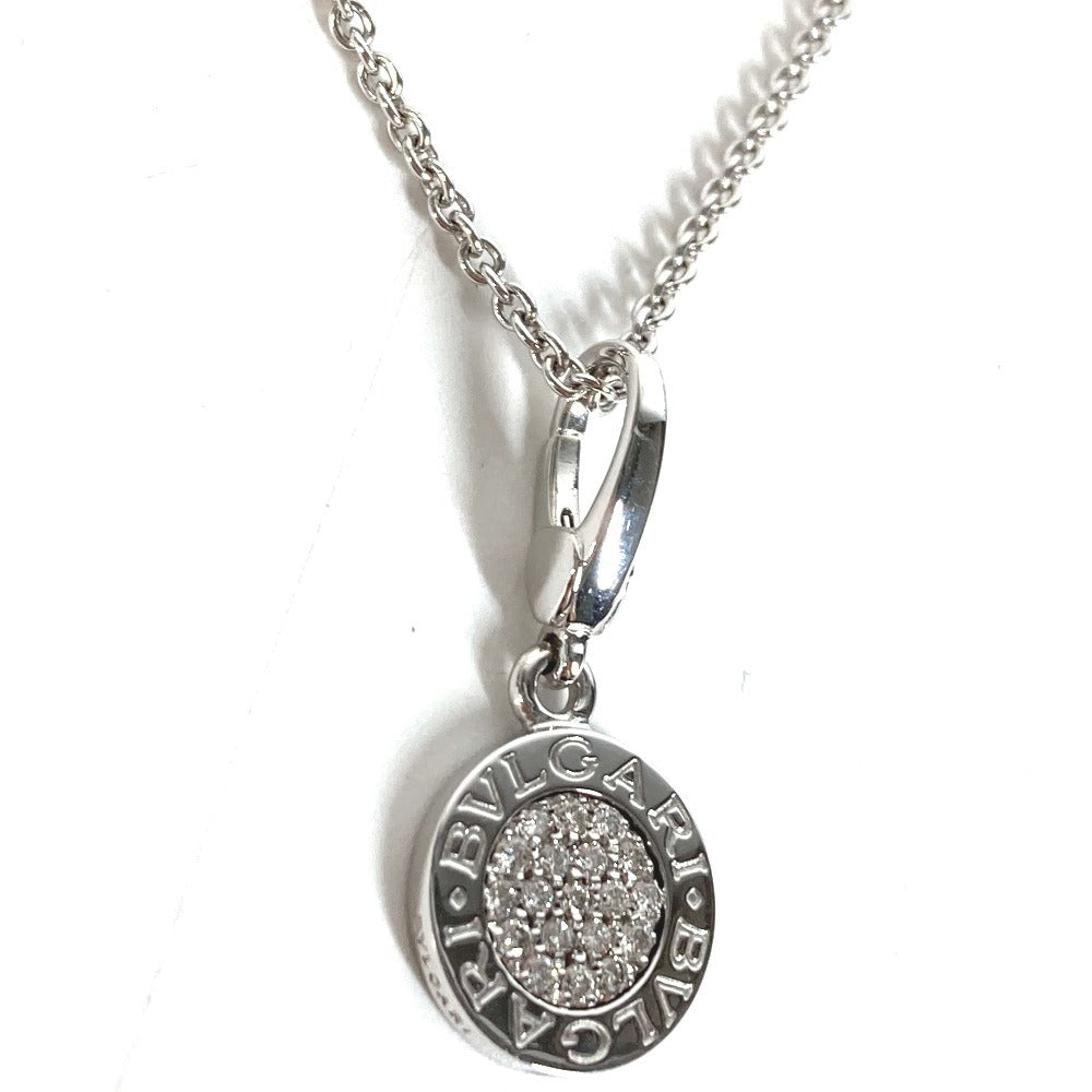 BVLGARI Gold K18 18K WG Bvlgari Bvlgari Logo Diamond Accessories Jewelry Necklace WG750 Unisex Silver